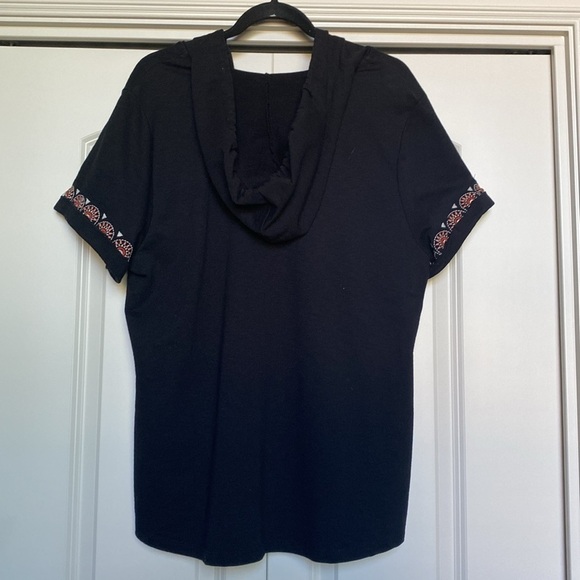 Style & Co Women's XL Cotton Embroidered Hoodie pop over shirt Top Tassles - Picture 7 of 8